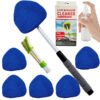 9pcs Windshield Cleaning Tool Inside Car Window Cleaner Wash Kit with 6 Reusable Microfiber Pads 1 Spray Bottle and brush