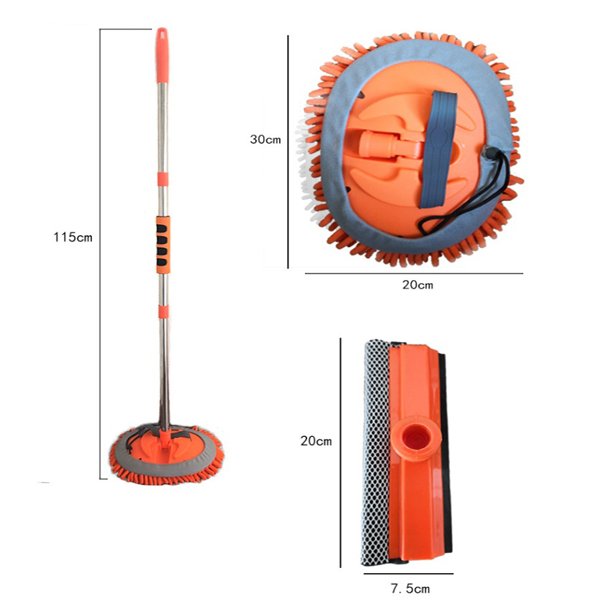 Car Wash Mop Kit - Car Cleaning Mop with 3-Section Extendable Stainless Steel Handle