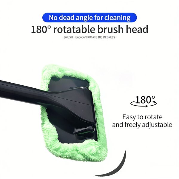 Car Windshield Cleaning Tool Reusable Microfiber Pads and Windshield Cleaner with Foldable Handle