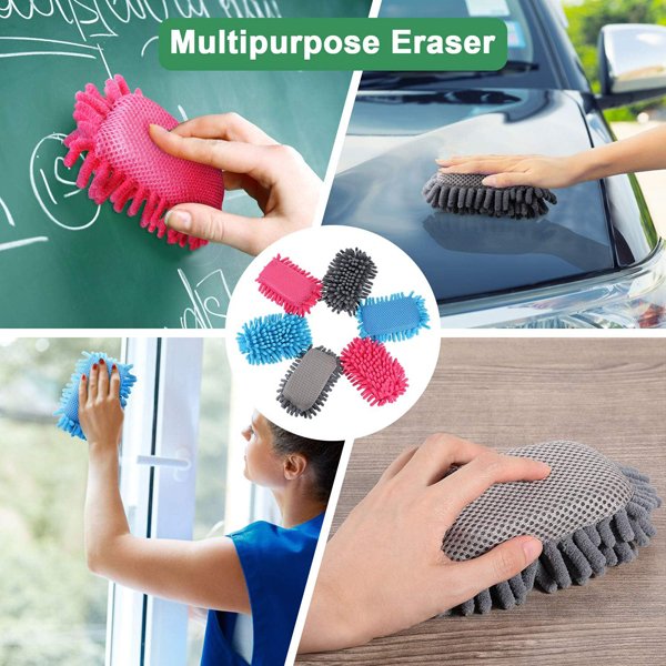 Dry Erase Eraser Microfiber Shag Washable Whiteboard Eraser for Markers, Chalk, Home and Office