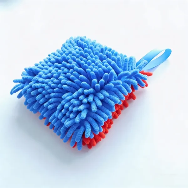 Dual-Color Car Wash Pad - Scratch Free Wrist Strap - Soft Chenille Microfiber Car Wash Sponge