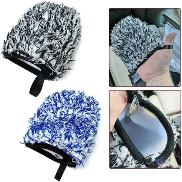 Two-Sided Microfiber Wheel Detailer Wash Glove Super Soft Long Hair Car Detailing Pocket Mitt