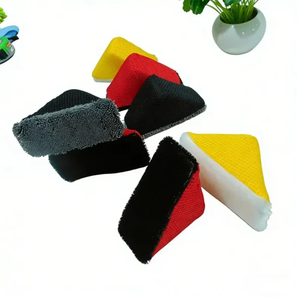 2pcs Tire Shine Applicator, Reusable Microfiber Tire Brightener Pad Triangle Tire Dressing Applicator