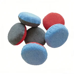 Round Microfiber Wax Applicator Pucks Soft Microfiber Applicator with Plastic Barrier Ceramic Coating Car Cleaning Tool to Prevent over Absorption