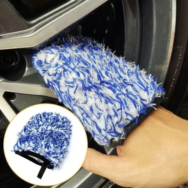 Two-Sided Microfiber Wheel Detailer Wash Glove Super Soft Long Hair Car Detailing Pocket Mitt