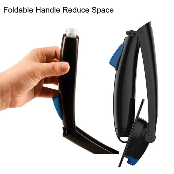 Quick Clear Foldable Car Windshield Cleaner Tool, 180° Pivoting Head with Reusable Microfiber Pad & Built-in Water Bottle