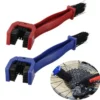 Steel-Plastic Bike Chain Cleaner Brush 24cm, Chemical Resistant (Gas/Diesel Safe), Red/Blue/Black