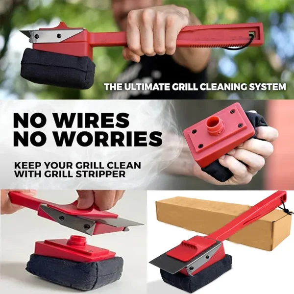 Bristle Free Grill Brush with Extra Sponge - Steam Grill Brush Bristle Free with Patent Pending Triple Scraper