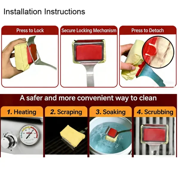 rill Brush Bristle Free Cleaning with Steam Technology, Replaceable Brush Heads & Scraper Tool for Stainless-Steel