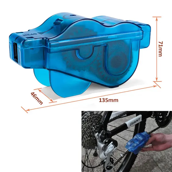 Bike Chain Cleaner with 360° Rotating Brushes, Split Design No Chain Removal Tool