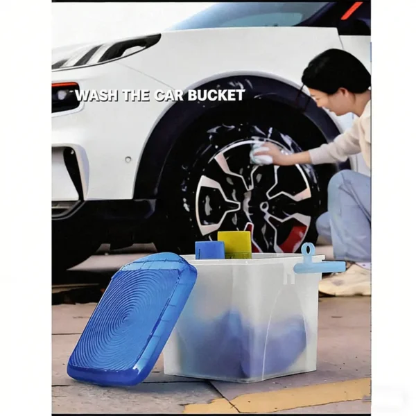 Car Cleaning Bucket 10L Multifunctional Car Wash Bucket with Lid, Heavy Duty 180KG Load-Bearing PP Storage Bucket for Car Washing, Fishing