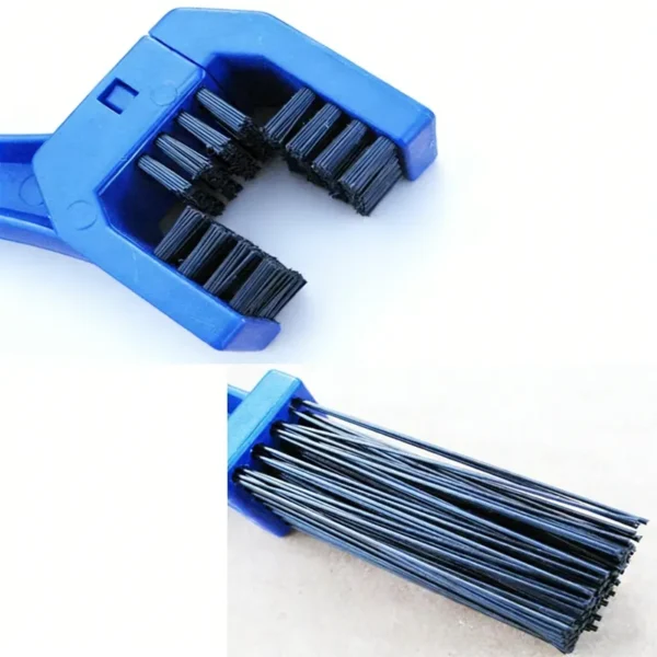 Steel-Plastic Bike Chain Cleaner Brush 24cm, Chemical Resistant (Gas/Diesel Safe), Red/Blue/Black