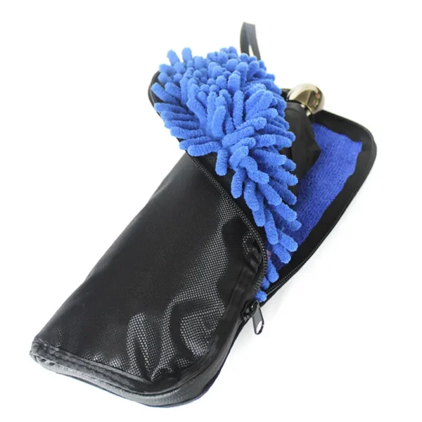 ShineMaxs Reversible Umbrella Storage Bag, Waterproof Oxford Cloth + Thicker Chenille & Superfine Fiber, Leakproof Umbrella Pouch with Stainless Steel Hooks & Zipper for Folding Umbrellas, Commute, Travel & Car