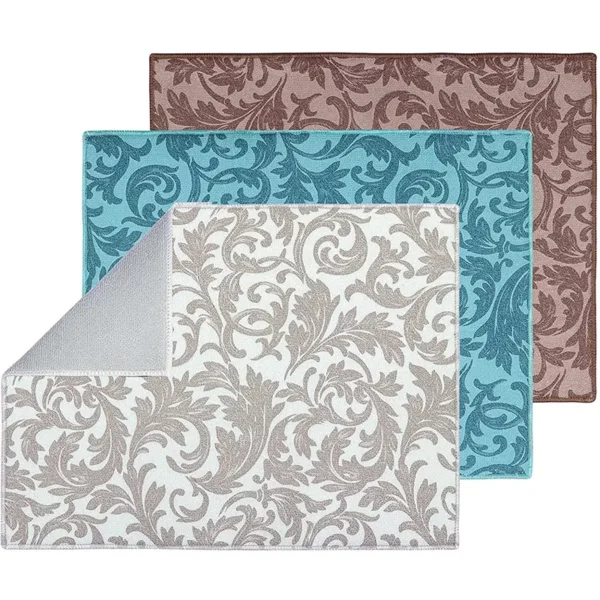 Elegant Pattern Microfiber Dish Drying Mat | Washable, Fade-Resistant, Super Absorbent Countertop Protector