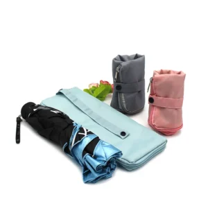 ShineMaxs Reversible Umbrella Storage Bag, Waterproof Oxford Cloth + Chenille Yarn, Leakproof Umbrella Pouch with Tote Strap & Zipper for Folding Umbrellas, Commute, Travel & Car