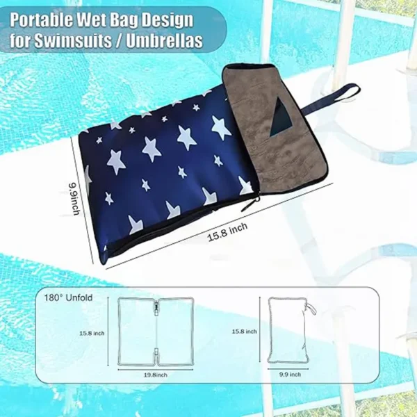 ShineMaxs All-in-One Wet Dry Bag with Built-in Towel, Waterproof Oxford Sack with Zipper, 10L Large Capacity Organizer for Swimsuit, Umbrella, Gym, Travel & Beach