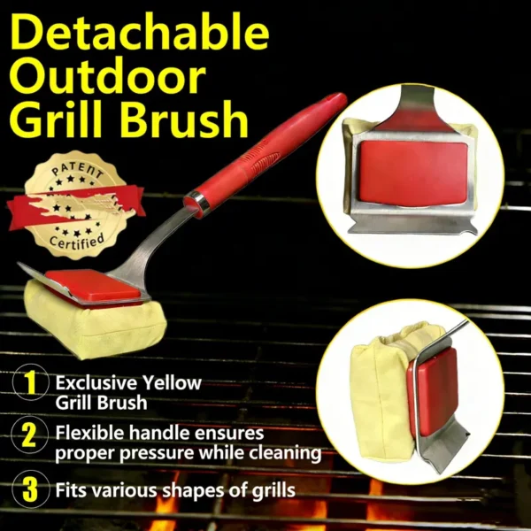 Grill Brush Bristle Free. SteamWizards BBQ Replaceable Cleaning Head, Unique Seamless-Fit Scraper Tool