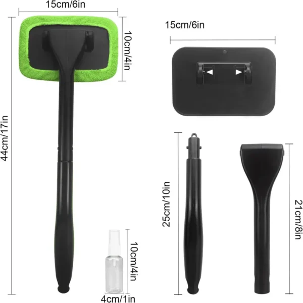 Car Windshield Cleaning Tool, Windshield Cleaner with 4 Washable and Reusable Microfiber Pads and Extendable Handle