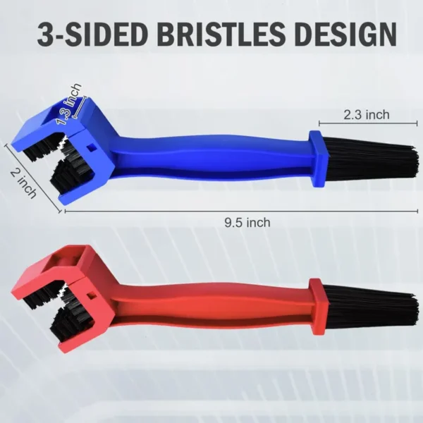 Steel-Plastic Bike Chain Cleaner Brush 24cm, Chemical Resistant (Gas/Diesel Safe), Red/Blue/Black