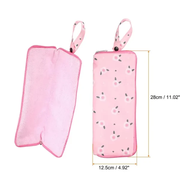 ShineMaxs Reversible Umbrella Storage Bag, Waterproof Oxford Cloth + Superfine Microfiber, Leakproof Umbrella Pouch with Tote Strap & Zipper, Cute Floral Print Umbrella Case for Travel, Commute & Home