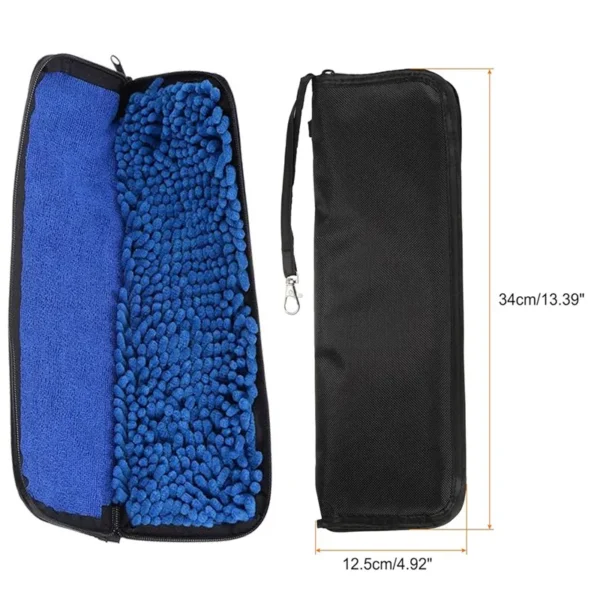 ShineMaxs Reversible Umbrella Storage Bag, Waterproof Oxford Cloth + Thicker Chenille & Superfine Fiber, Leakproof Umbrella Pouch with Stainless Steel Hooks & Zipper for Folding Umbrellas, Commute, Travel & Car