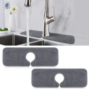 single hole faucet splash guard behind sink