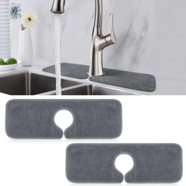 single hole faucet splash guard behind sink
