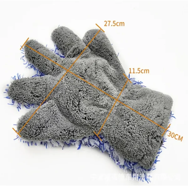 Dual-sided coral fleece car wash gloves, gray and blue long-pile textures
