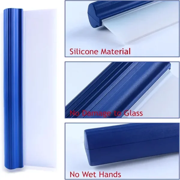 Close-up of premium silicone blade on T-bar squeegee, soft yet durable, won’t scratch paint or glass