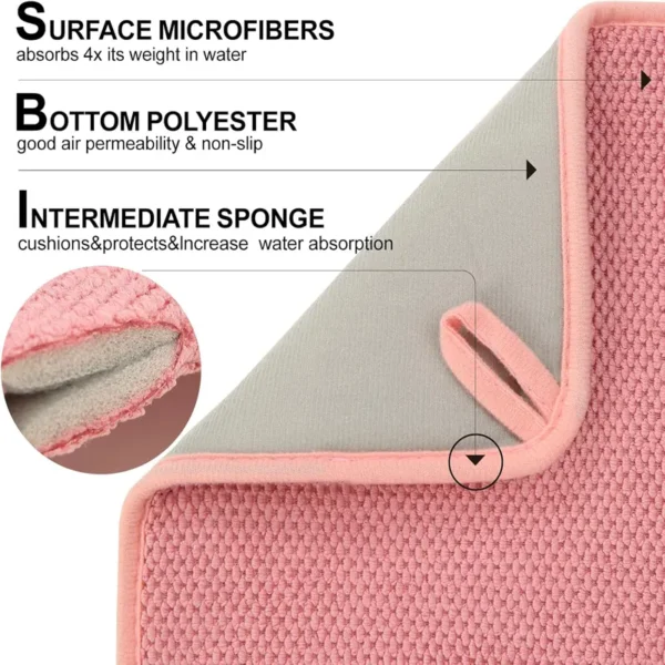 6-Color 20"x15" Microfiber Dish Drying Mat | 3-Layer Absorbent & Non-Slip Kitchen Counter Pad