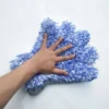 Dual-sided car wash mitt with 5-finger design for interior and exterior cleaning