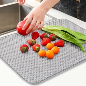 heat resistant dish drying mat XL Size 3-Layer Microfiber Dish Drying Mat – Super Absorbent, Heat-Resistant, Space-Saving Kitchen Essential