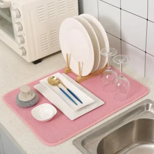 6-Color 20"x15" Microfiber Dish Drying Mat | 3-Layer Absorbent & Non-Slip Kitchen Counter Pad