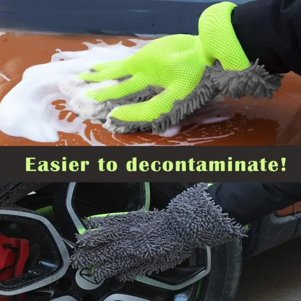 Ultra absorbent scratch-free car wash gloves for auto detailing