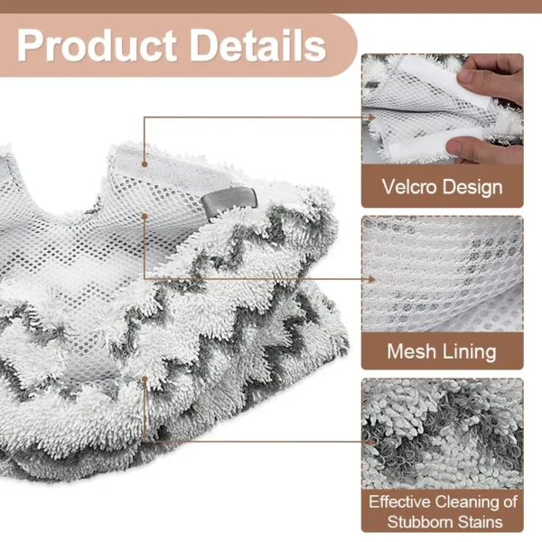 Close-up of wavy textured microfiber and built-in scrubbing strips on Shark mop pad