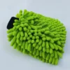 Thickened green chenille car wash mitt, 180g heavy-duty, scratch-free design