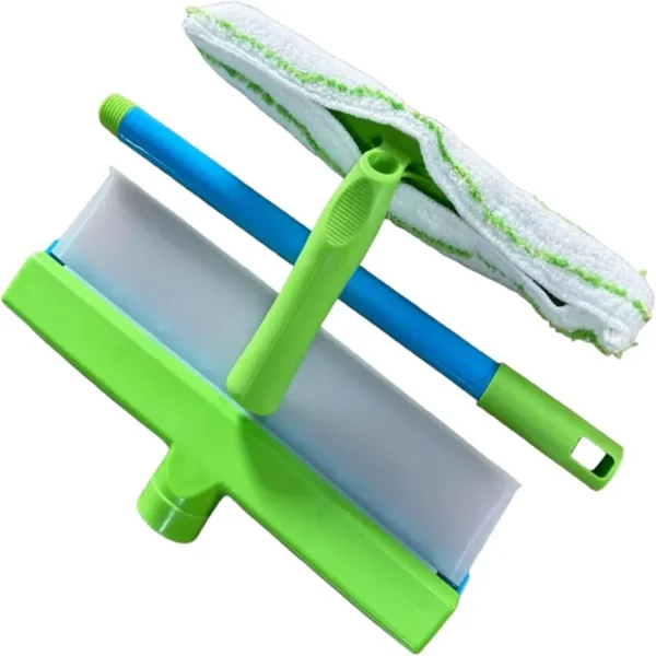 Wide Curved Silicone Window Squeegee Kit | 30cm Streak-Free Glass Cleaner with Washable Microfiber Pad