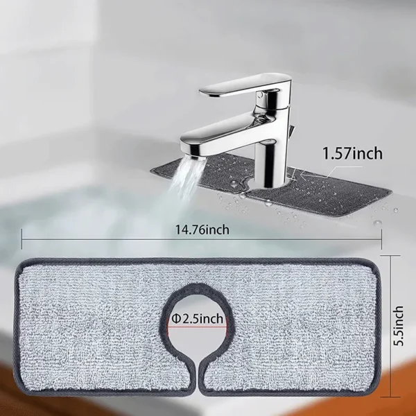 absorbent kitchen sink mat behind faucet