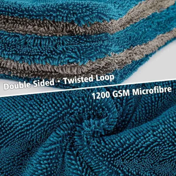 Close-up of 1200GSM double-twist loop microfiber fabric, thick and absorbent