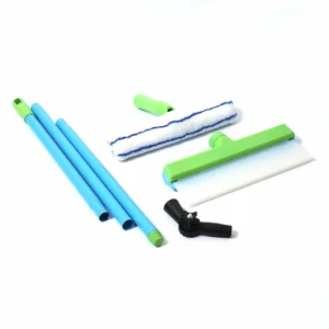 120cm 3-in-1 telescopic window cleaning kit with water reservoir, squeegee, and microfiber mop
