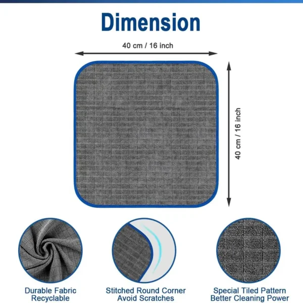 16"×16" microfiber towel, perfect size for every detailing task