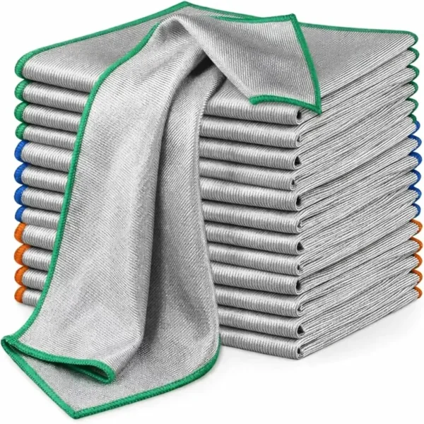 320GSM premium microfiber glass cleaning cloths, 12-pack lint-free and streak-free