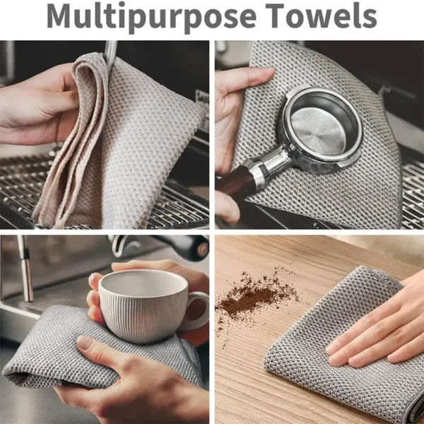 barista-towel-cleaning-espresso-machine Barista microfiber towel cleaning espresso machine steam wand, no scratches or residue