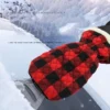 ice scraper mitt removing thick ice from car windshield, no cold fingers