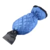car-ice-scraper-removing-thick-ice-from-windshield Close-up of waterproof insulated glove included with car ice scraper, keeps hands warm and dry