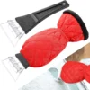 car-ice-scraper-removing-thick-ice-from-windshield Detachable design of car ice scraper and warm glove, versatile use
