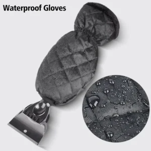 Car ice scraper with waterproof insulated glove, ABS blade for windscreen defrosting
