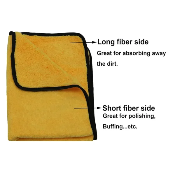 Close-up of plush vs soft side on dual-sided microfiber towel
