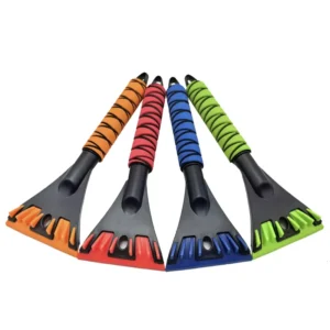 Claw-style car ice scraper with cross-grip foam handle, compact 32cm ABS ice remover