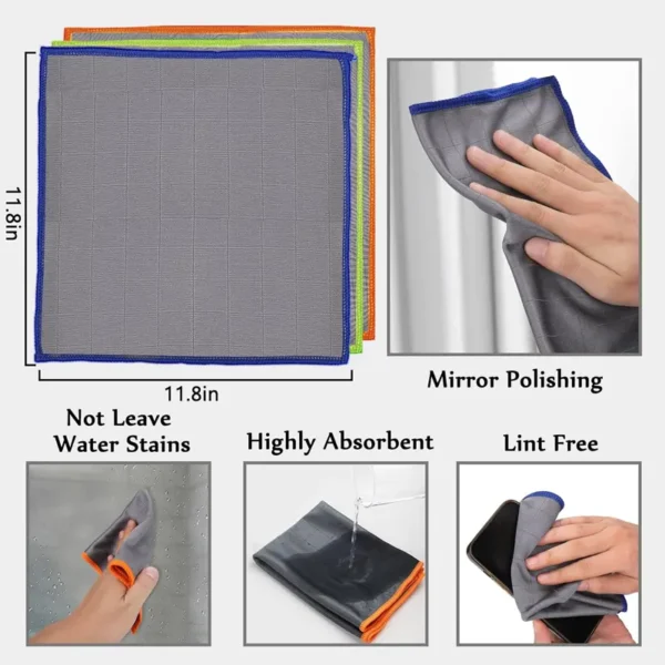 cleaning-glass-with-400gsm-cloth Cleaning a glass mirror with 400GSM microfiber cloth, no streaks or watermarks